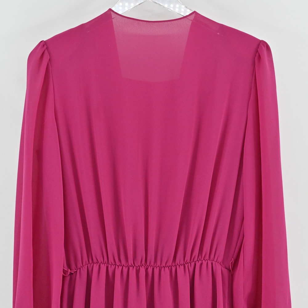 Vintage‎ 70s 80s Blouson Evening Midi Dress Sz 10 Pink Beaded Sequin Puff Sleeve - Picture 10 of 13